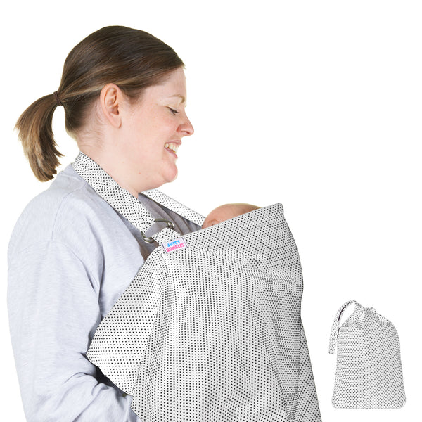 Breastfeeding Nursing Cover - Apron Style with Boned Top - White