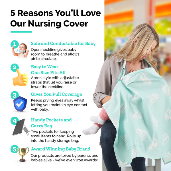 Breastfeeding Nursing Cover - Apron Style with Boned Top - Leaves