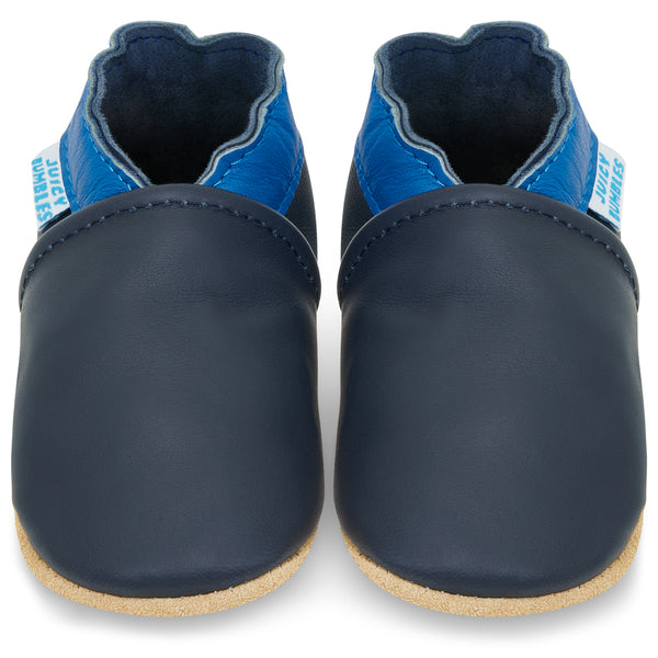 Baby Shoes - Dark Blue with Navy Ankle Trim